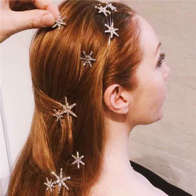 Korea Fashion Party Crystal Hairslide Strasszos Hajcsat Fényes Csillag Hópehely alakú Hajtű Hajtartozékok Női Fejfedők