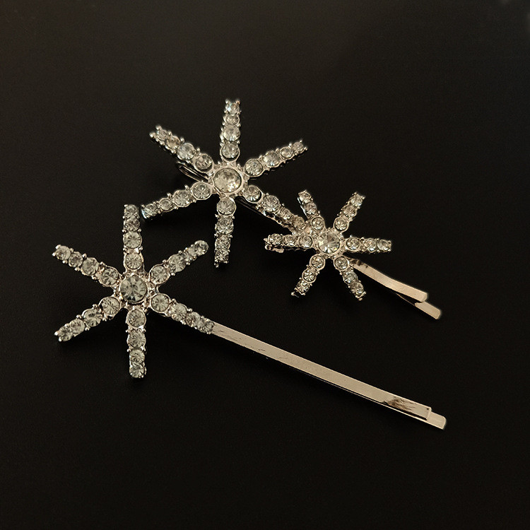 Agrafă de păr cu strasuri pentru petrecere de modă în Coreea. Agrafă de păr în formă de stea strălucitoare, în formă de fulg de zăpadă. Accesorii pentru păr pentru femei.