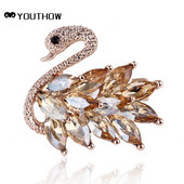 Võluv Crystal Swan Pross Moeehted Rhinestonest Loomade Pross Naistele ja Tüdrukutele Kuubiku Tsirkooniumoksiidist Lind Pross Kaunistus