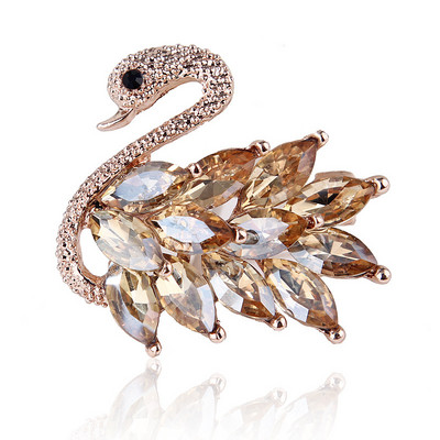 Võluv Crystal Swan Pross Moeehted Rhinestonest Loomade Pross Naistele ja Tüdrukutele Kuubiku Tsirkooniumoksiidist Lind Pross Kaunistus