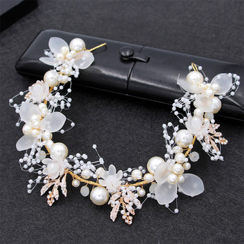 2022 New Fashion Pearl Flower Headband Νυφικό στέμμα γάμου Αξεσουάρ μαλλιών Ζάντα μαλλιών Tiara Crystal Headpiece Hair Jewelry