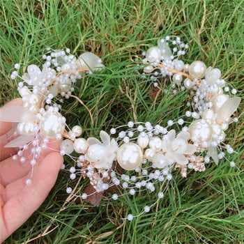 2022 New Fashion Pearl Flower Headband Νυφικό στέμμα γάμου Αξεσουάρ μαλλιών Ζάντα μαλλιών Tiara Crystal Headpiece Hair Jewelry