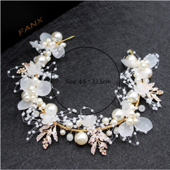 2022 New Fashion Pearl Flower Headband Νυφικό στέμμα γάμου Αξεσουάρ μαλλιών Ζάντα μαλλιών Tiara Crystal Headpiece Hair Jewelry