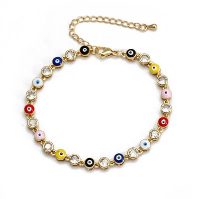 Lucky Eye Drip Oil Colorful Evil Eye Charm Гривна Регулируема Moon Star Heart Fatima Hand Гривна за жени Момичета Мъже BE824