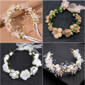 Culoarea argintie, realizată manual, bentiță cu flori de perle, coroană de mireasă, accesorii pentru păr, banda de păr, diademă, cristal, bijuterii pentru păr