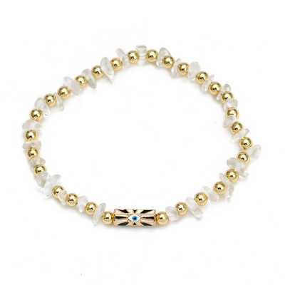 Card de dorințe, piatră zdrobită neregulată, brățară de mărgele de cupru pentru femei, fete, bijuterii boho, farmec pentru ochi norocos, brățară elastică colorată