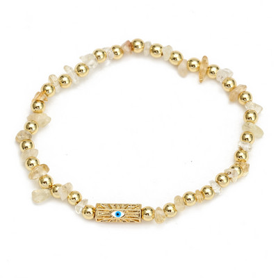 Card de dorințe, piatră zdrobită neregulată, brățară de mărgele de cupru pentru femei, fete, bijuterii boho, farmec pentru ochi norocos, brățară elastică colorată