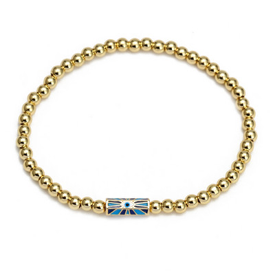 Card de dorințe, piatră zdrobită neregulată, brățară de mărgele de cupru pentru femei, fete, bijuterii boho, farmec pentru ochi norocos, brățară elastică colorată