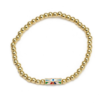 Card de dorințe, piatră zdrobită neregulată, brățară de mărgele de cupru pentru femei, fete, bijuterii boho, farmec pentru ochi norocos, brățară elastică colorată