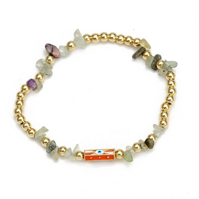 Card de dorințe, piatră zdrobită neregulată, brățară de mărgele de cupru pentru femei, fete, bijuterii boho, farmec pentru ochi norocos, brățară elastică colorată