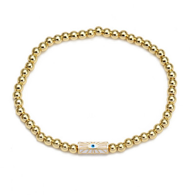 Card de dorințe, piatră zdrobită neregulată, brățară de mărgele de cupru pentru femei, fete, bijuterii boho, farmec pentru ochi norocos, brățară elastică colorată