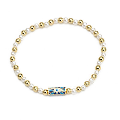 Card de dorințe, piatră zdrobită neregulată, brățară de mărgele de cupru pentru femei, fete, bijuterii boho, farmec pentru ochi norocos, brățară elastică colorată