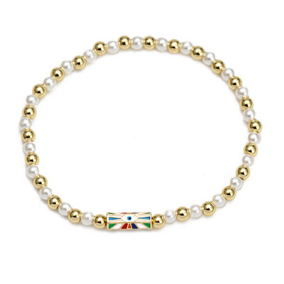 Card de dorințe, piatră zdrobită neregulată, brățară de mărgele de cupru pentru femei, fete, bijuterii boho, farmec pentru ochi norocos, brățară elastică colorată