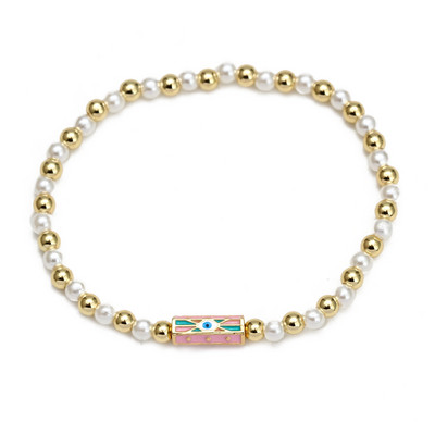 Card de dorințe, piatră zdrobită neregulată, brățară de mărgele de cupru pentru femei, fete, bijuterii boho, farmec pentru ochi norocos, brățară elastică colorată