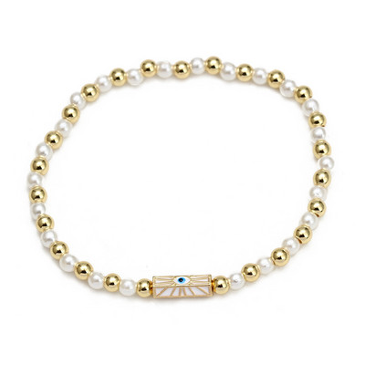 Card de dorințe, piatră zdrobită neregulată, brățară de mărgele de cupru pentru femei, fete, bijuterii boho, farmec pentru ochi norocos, brățară elastică colorată