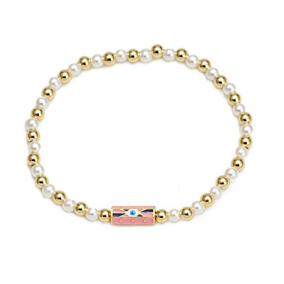 Card de dorințe, piatră zdrobită neregulată, brățară de mărgele de cupru pentru femei, fete, bijuterii boho, farmec pentru ochi norocos, brățară elastică colorată