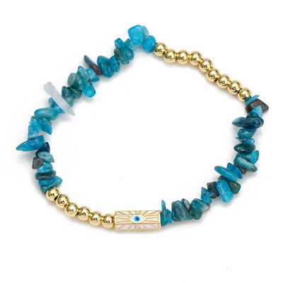 Card de dorințe, piatră zdrobită neregulată, brățară de mărgele de cupru pentru femei, fete, bijuterii boho, farmec pentru ochi norocos, brățară elastică colorată