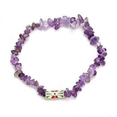 Card de dorințe, piatră zdrobită neregulată, brățară de mărgele de cupru pentru femei, fete, bijuterii boho, farmec pentru ochi norocos, brățară elastică colorată