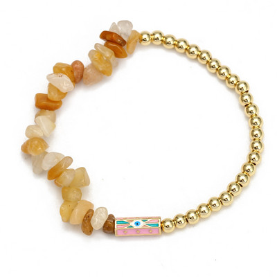 Card de dorințe, piatră zdrobită neregulată, brățară de mărgele de cupru pentru femei, fete, bijuterii boho, farmec pentru ochi norocos, brățară elastică colorată