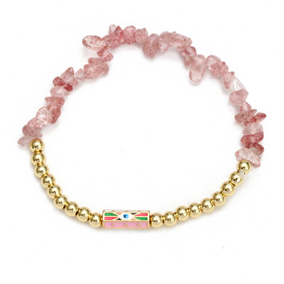 Card de dorințe, piatră zdrobită neregulată, brățară de mărgele de cupru pentru femei, fete, bijuterii boho, farmec pentru ochi norocos, brățară elastică colorată