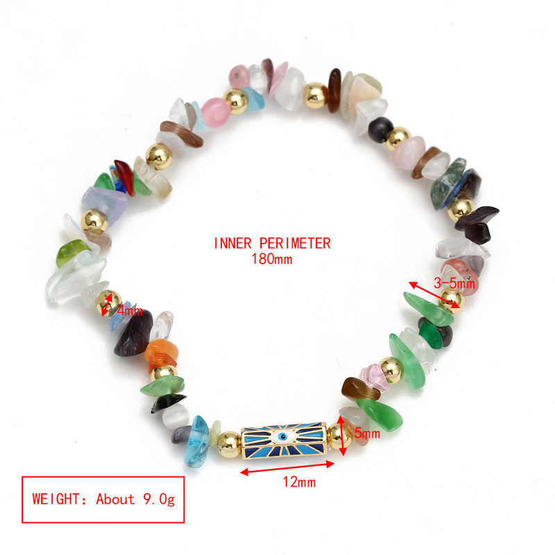 Card de dorințe, piatră zdrobită neregulată, brățară de mărgele de cupru pentru femei, fete, bijuterii boho, farmec pentru ochi norocos, brățară elastică colorată