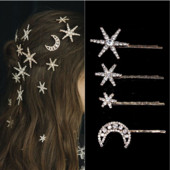 Star Strass Agraf de păr Vintage Femei Clip de păr Moon Star Accele de păr Accesorii Păr de nuntă Bijuterii de mireasă design nou-nouț