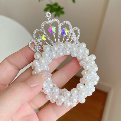Kristály Gyerek Fejpánt Fejdísz Princess Pearl hajtű Korona Viráglány Hajnyakkendő Gumiszalag Hajpánt Haj kiegészítők