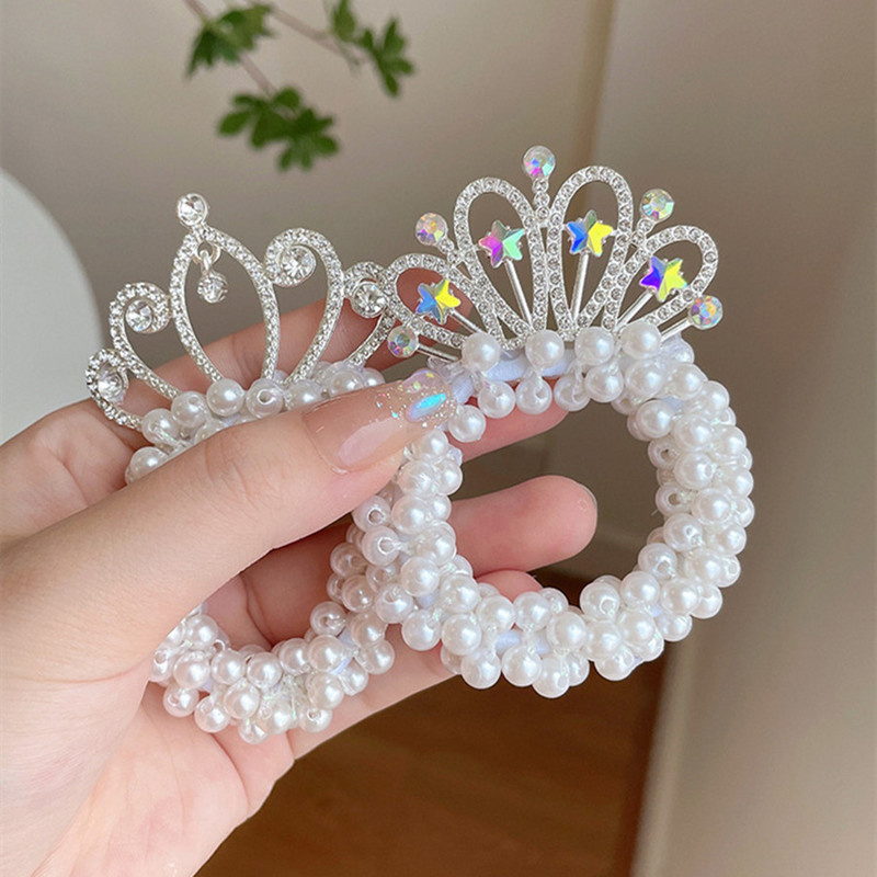 Kristály Gyerek Fejpánt Fejdísz Princess Pearl hajtű Korona Viráglány Hajnyakkendő Gumiszalag Hajpánt Haj kiegészítők