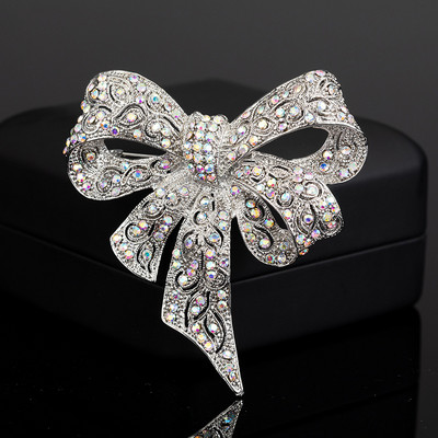 Musta värvi kivist vibu prossid naistele suur kikisõlmega pross Vintage moeehted Talvised aksessuaarid