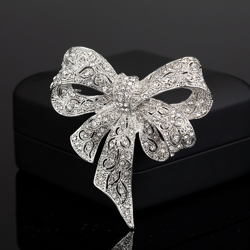 Musta värvi kivist vibu prossid naistele suur kikisõlmega pross Vintage moeehted Talvised aksessuaarid