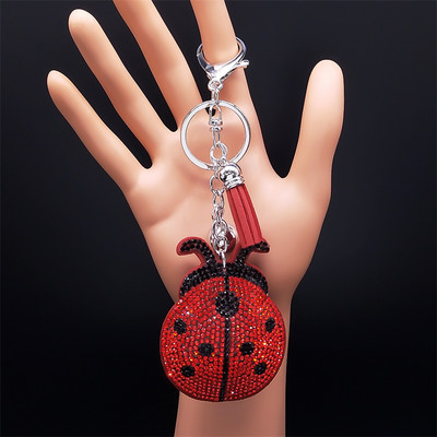 Katicabogár Bojt kristály kulcstartó táska bűbáj Női/Férfi Ezüst színű Ladybird Kulcs Kiegészítők Ékszerek anneau porte clef K2871S01