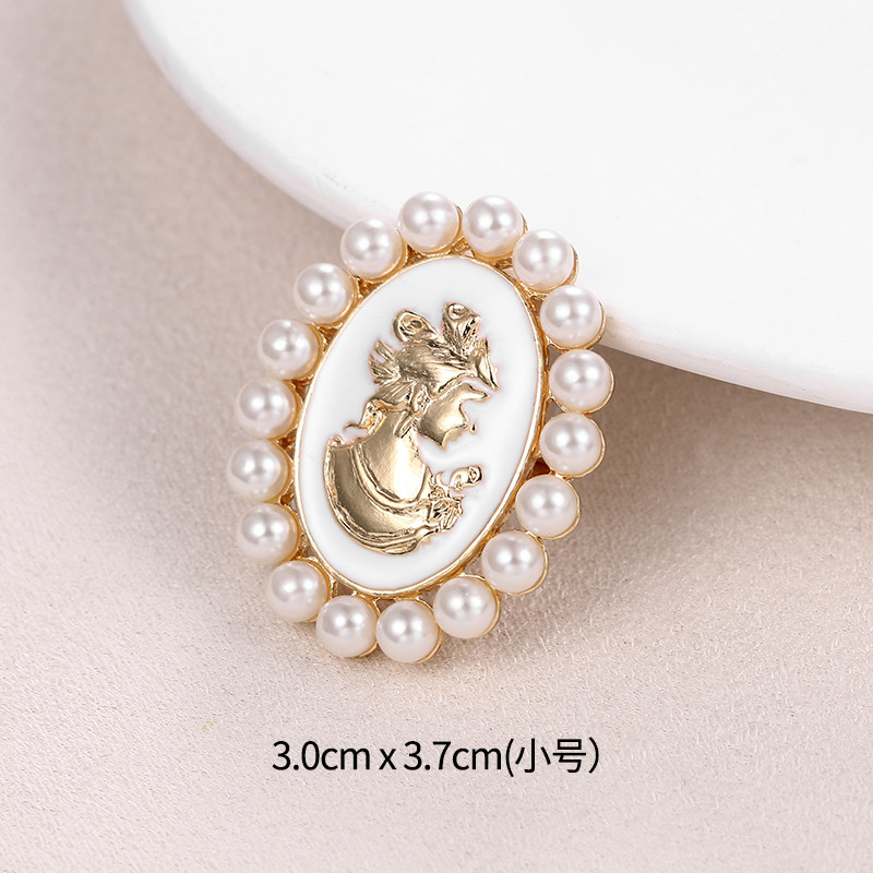 Marca WEIMANJINGDIAN, placate cu aur și perle simulate, care înconjoară ace de broșă Cameo negru/alb