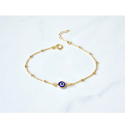 Egyszerű dizájn török Evil Eye Charm karkötő nőknek Boho Lucky Gold színű réz lánc állítható karkötő nyári ékszer