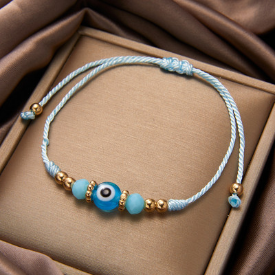 Egyszerű dizájn török Evil Eye Charm karkötő nőknek Boho Lucky Gold színű réz lánc állítható karkötő nyári ékszer