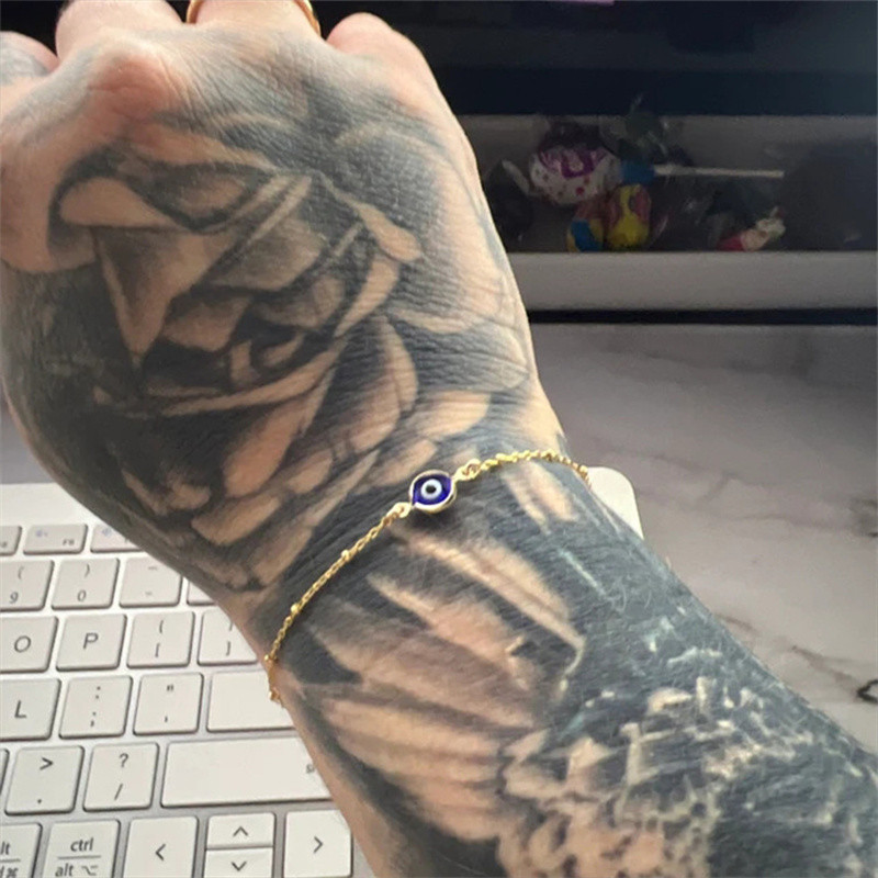 Egyszerű dizájn török Evil Eye Charm karkötő nőknek Boho Lucky Gold színű réz lánc állítható karkötő nyári ékszer