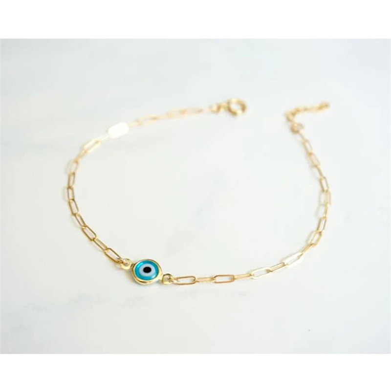 Egyszerű dizájn török Evil Eye Charm karkötő nőknek Boho Lucky Gold színű réz lánc állítható karkötő nyári ékszer