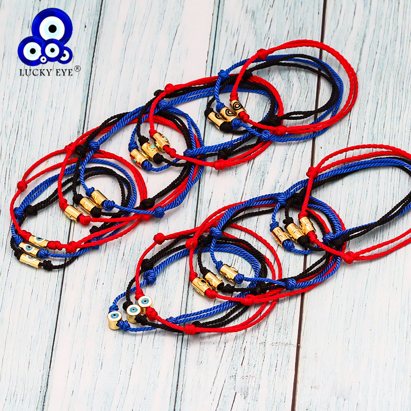 Lucky Eye Star Cross Evil Eye Charm Brățară reglabilă albastru roșu frânghie împletită brățară cu lanț pentru femei bărbați bijuterii de modă BE27