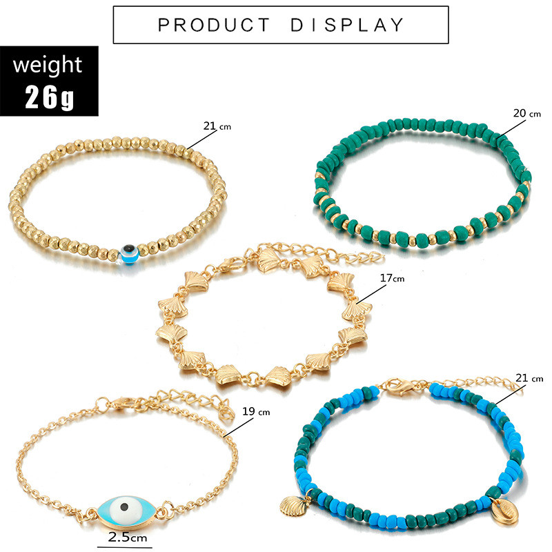 Lucky Eye Shell Turcă Evil Eye Set de glezne din aliaj, lanț de picior, brățară de gleznă reglabilă pentru femei, fete, bijuterii de modă LE508