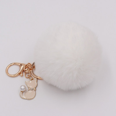 Armas karusnahast pomponist võtmehoidja kunstlik jänese karusnahast pompom võtmehoidja kassipoja ripats võtmehoidja kohev käekott Naiste võtmehoidja võtmehoidja
