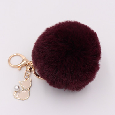Armas karusnahast pomponist võtmehoidja kunstlik jänese karusnahast pompom võtmehoidja kassipoja ripats võtmehoidja kohev käekott Naiste võtmehoidja võtmehoidja