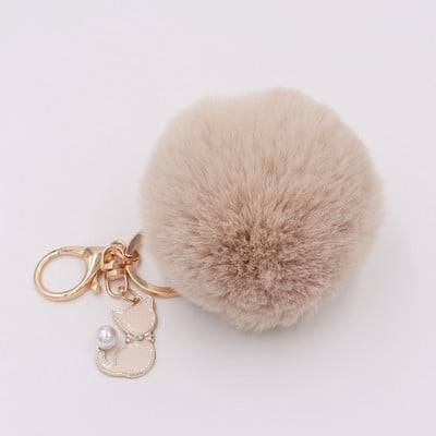 Armas karusnahast pomponist võtmehoidja kunstlik jänese karusnahast pompom võtmehoidja kassipoja ripats võtmehoidja kohev käekott Naiste võtmehoidja võtmehoidja