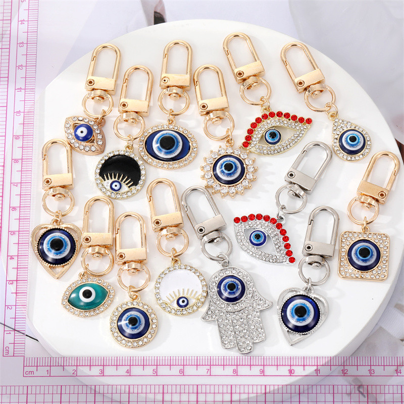 Evil Eye Hamsa mână inimă breloc breloc pentru prieten cuplu iubitori cadou floare ochi albastru geantă mașină Airpods cutie accesorii chei