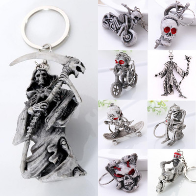 Ключодържател за мъже Ключодържател Cranial Death Horror Fashion Pop Simple Gift Exaggerated Punk Funny Cute Snake Pirate Skeleton Skull