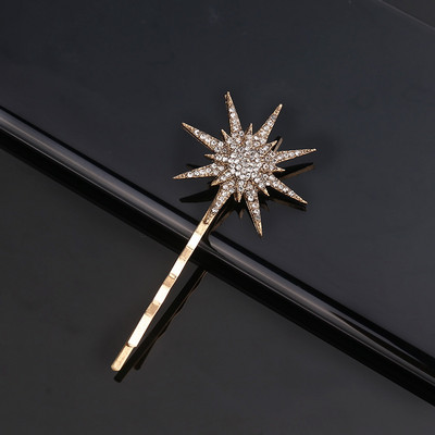 Klasszikus vintage fém geometriai strasszos hajtű Crystal Moon Sun Star hajcsat Női hajtűk Kiegészítők Ékszerek