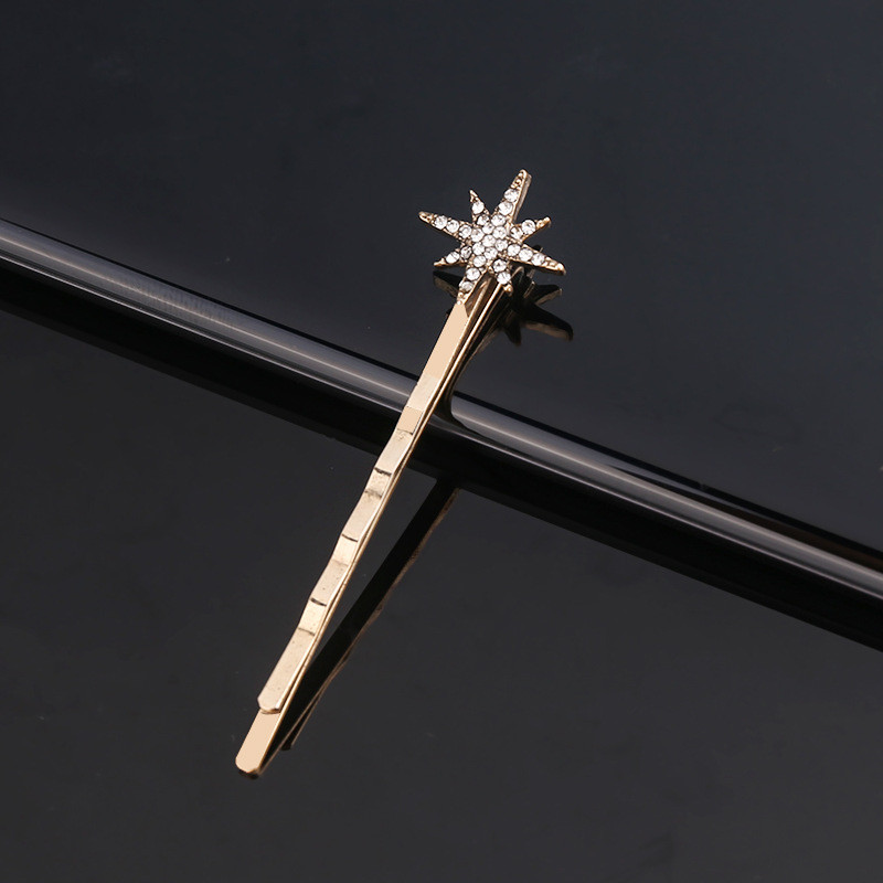 Klasszikus vintage fém geometriai strasszos hajtű Crystal Moon Sun Star hajcsat Női hajtűk Kiegészítők Ékszerek