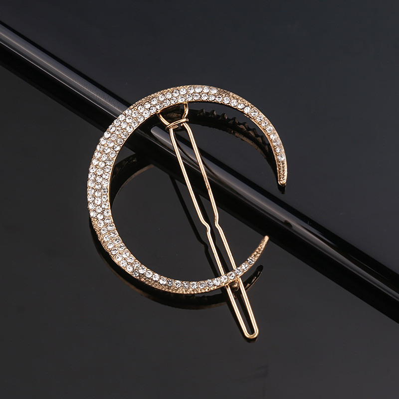 Klasszikus vintage fém geometriai strasszos hajtű Crystal Moon Sun Star hajcsat Női hajtűk Kiegészítők Ékszerek
