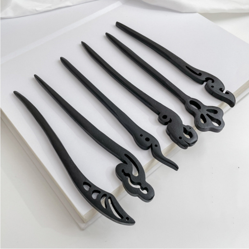 Noi agrafe de păr din lemn natural negru Femei Fete Bețișoare de păr în formă de bețișoară Agrafe de păr Bijuterii de păr retro Accesorii de modă