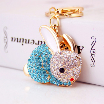 Dalaful Lovely Rabbit Full Crystal Μπρελόκ Μπρελόκ Αλυσίδες Μπρελόκ Πορτοφόλι Κρεμαστό για Γυναικεία Αυτοκίνητα llaveros Lindo Chaveiro K251