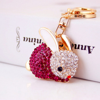 Dalaful Lovely Rabbit Full Crystal Μπρελόκ Μπρελόκ Αλυσίδες Μπρελόκ Πορτοφόλι Κρεμαστό για Γυναικεία Αυτοκίνητα llaveros Lindo Chaveiro K251