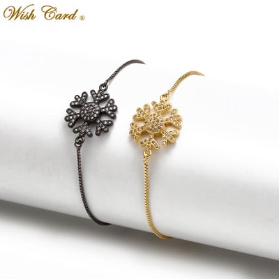 Wish Card 1PC Izvrsne Snowflake Charm Narukvice Bangles Za Žene Narukvica Lančić Bijeli Cirkon Ženske Pulseras BD253